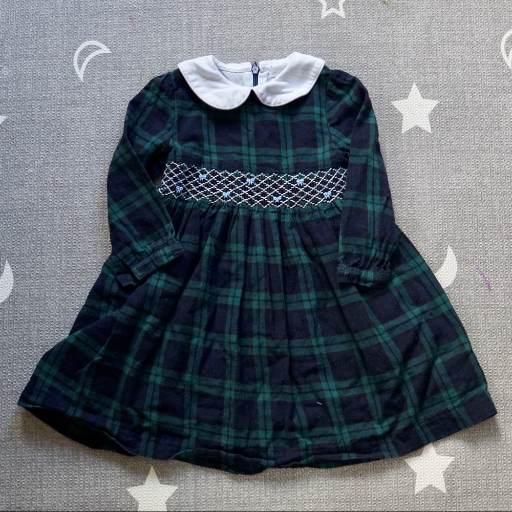 Virgil Kids Vintage Long Sleeves Navy Collar A-Line Lined Dress Size 2-3T
